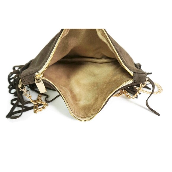 Handira Fringe Shoulder Bag: Moroccan Suede Leather Purse - Picture 9 of 9